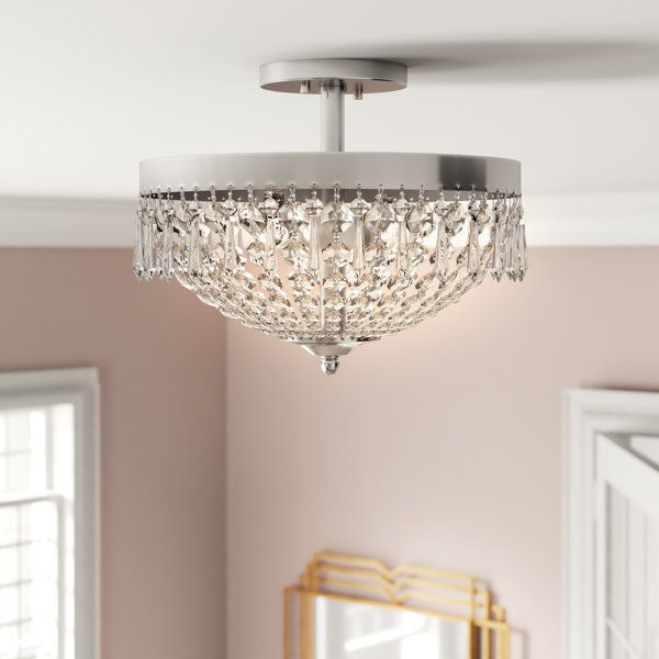 Rosdorf Park Dora Crystal Semi Flush Mount & Reviews Wayfair